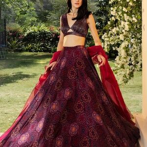 Burgundy Lehenga Set